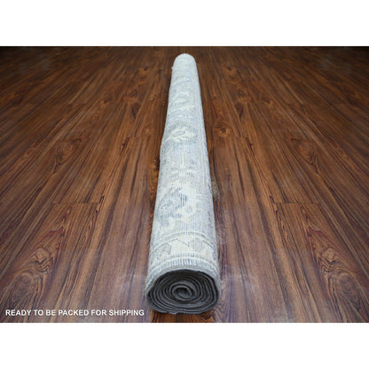 Oushak And Peshawar Wool Hand Knotted Rug Grey Gray 6.0X9.0 -O073910