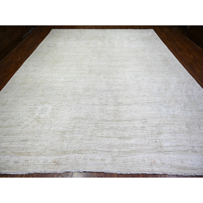 Oushak And Peshawar Wool Hand Knotted Rug Ivory Cream 11.6X14.3 -O073919