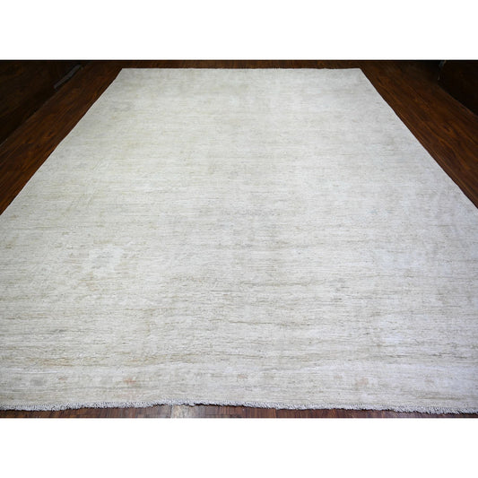Oushak And Peshawar Wool Hand Knotted Rug Ivory Cream 11.6X14.3 -O073919