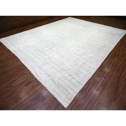 Oushak And Peshawar Wool Hand Knotted Rug Ivory Cream 11.6X14.3 -O073919