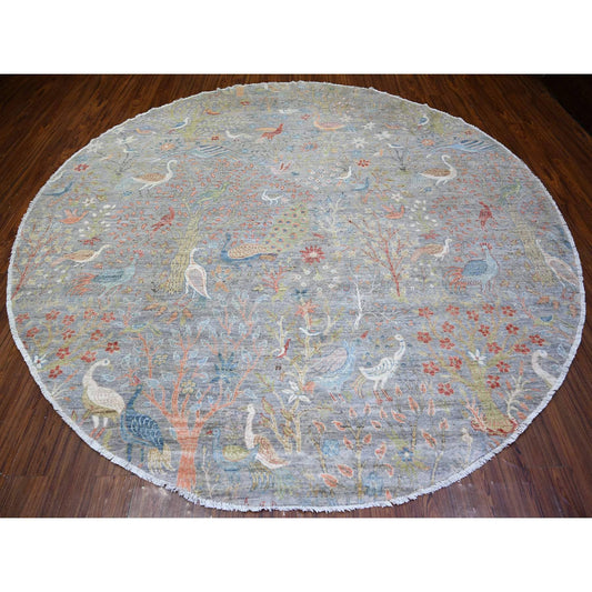 Oushak And Peshawar Wool Hand Knotted Rug Grey No Border 10.0X10.0 -O073926