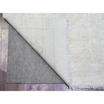 Oushak And Peshawar Wool Hand Knotted Rug Ivory Ivory 2.7X11.3 -O073944