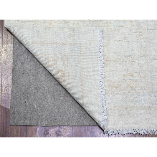 Oushak And Peshawar Wool Hand Knotted Rug Ivory Ivory 2.7X11.3 -O073944