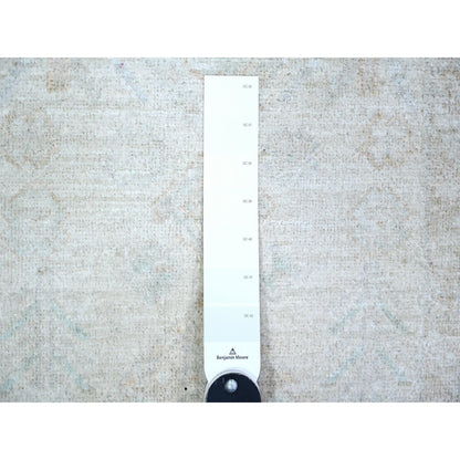 Oushak And Peshawar Wool Hand Knotted Rug Ivory Ivory 2.7X11.3 -O073944