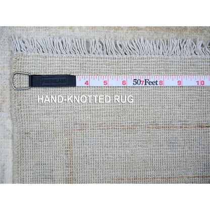 Oushak And Peshawar Wool Hand Knotted Rug Ivory Ivory 2.7X11.3 -O073944