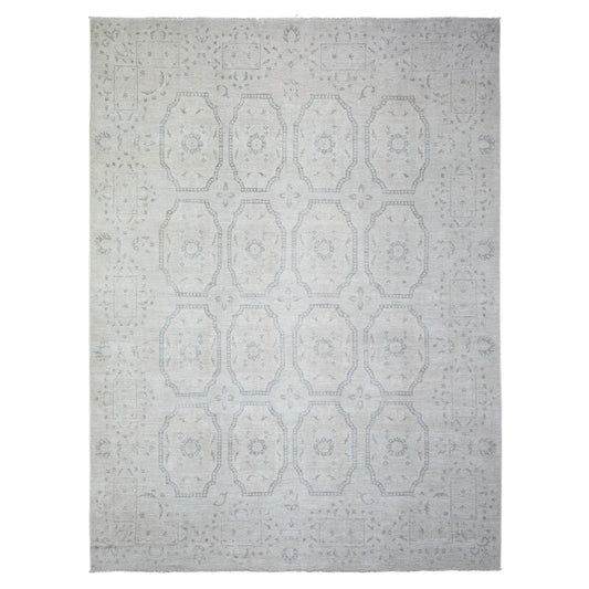 Oushak And Peshawar Wool Hand Knotted Rug Grey No Border 9.0X11.8 -O073948