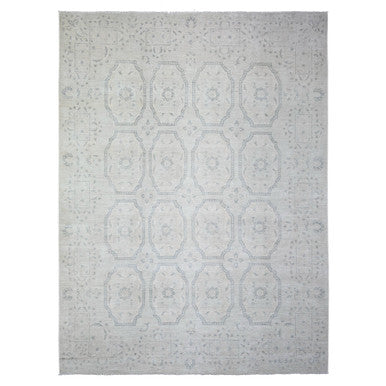 Oushak And Peshawar Wool Hand Knotted Rug Grey No Border 9.0X11.8 -O073948