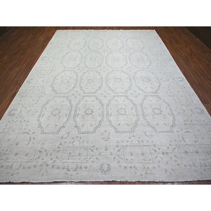 Oushak And Peshawar Wool Hand Knotted Rug Grey No Border 9.0X11.8 -O073948