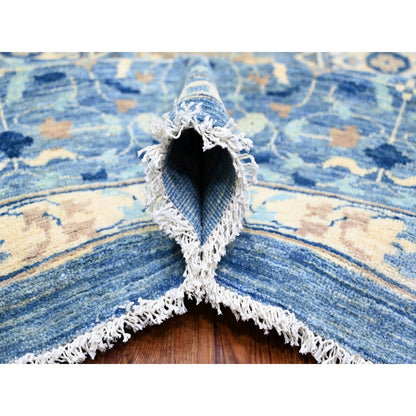Oushak And Peshawar Wool Hand Knotted Rug Blue Blue 11.9X14.4 -O073954