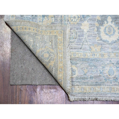 Oushak And Peshawar Wool Hand Knotted Rug Grey Gray 3.10X11.9 -O073955