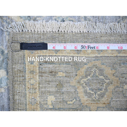 Oushak And Peshawar Wool Hand Knotted Rug Grey Gray 3.10X11.9 -O073955
