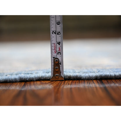 Oushak And Peshawar Wool Hand Knotted Rug Blue Ivory 2.8X9.6 -O073963