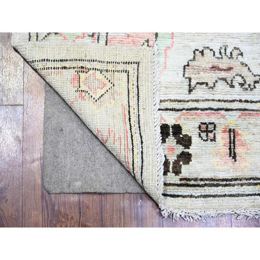 Oushak And Peshawar Wool Hand Knotted Rug Grey Gray 4.2X11.8 -O073982
