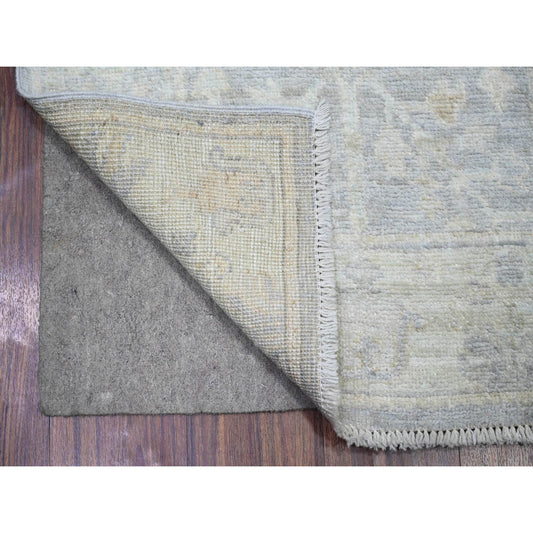 Oushak And Peshawar Wool Hand Knotted Rug Grey Light Blue 2.8X19.2 -O073992