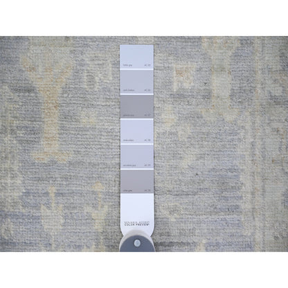 Oushak And Peshawar Wool Hand Knotted Rug Grey Light Blue 2.8X19.2 -O073992