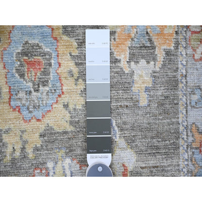 Oushak And Peshawar Wool Hand Knotted Rug Grey Light Blue 2.6X11.4 -O074000