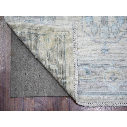 Oushak And Peshawar Wool Hand Knotted Rug Grey Gray 2.8X11.7 -O074004