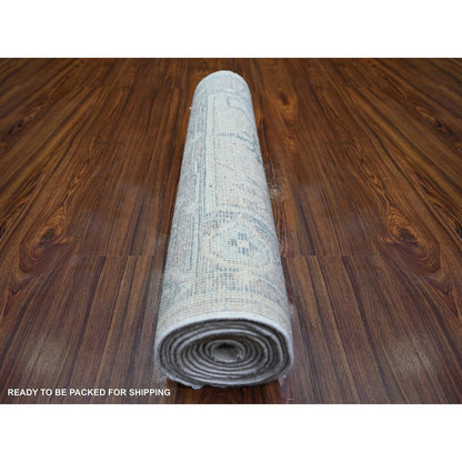 Oushak And Peshawar Wool Hand Knotted Rug Grey Gray 2.8X11.7 -O074004