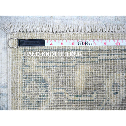 Oushak And Peshawar Wool Hand Knotted Rug Grey Gray 2.8X11.7 -O074004