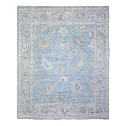 Oushak And Peshawar Wool Hand Knotted Rug Blue Gray 8.1X9.8 -O074014