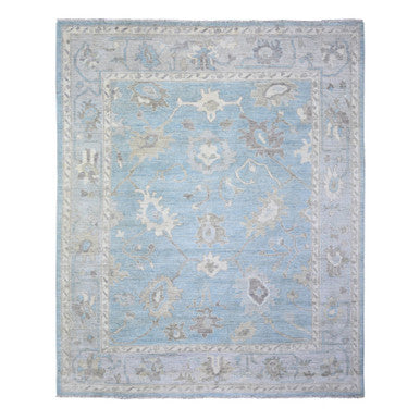 Oushak And Peshawar Wool Hand Knotted Rug Blue Gray 8.1X9.8 -O074014