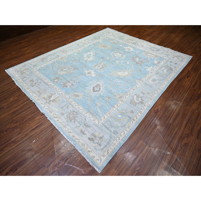 Oushak And Peshawar Wool Hand Knotted Rug Blue Gray 8.1X9.8 -O074014