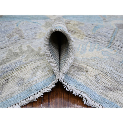 Oushak And Peshawar Wool Hand Knotted Rug Blue Gray 8.1X9.8 -O074014