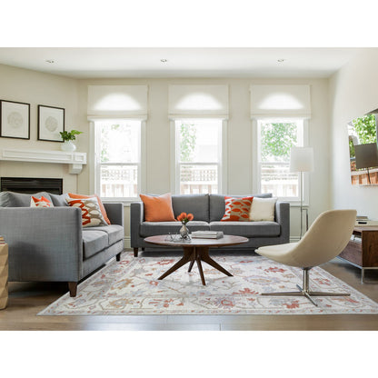 Oushak And Peshawar Wool Hand Knotted Rug Ivory Ivory 7.8X10.2 -O074025