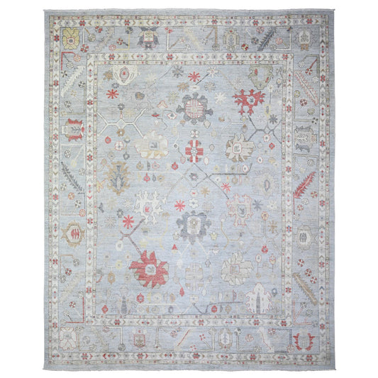 Oushak And Peshawar Wool Hand Knotted Rug Grey Gray 11.9X14.0 -O074041