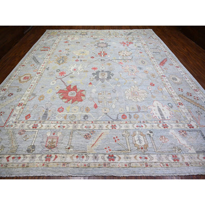 Oushak And Peshawar Wool Hand Knotted Rug Grey Gray 11.9X14.0 -O074041