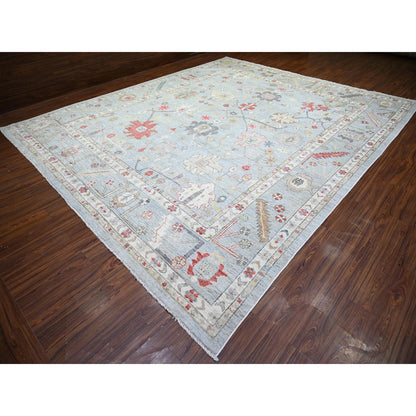 Oushak And Peshawar Wool Hand Knotted Rug Grey Gray 11.9X14.0 -O074041