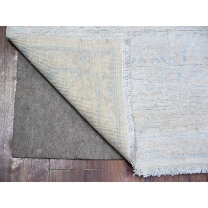 Oushak And Peshawar Wool Hand Knotted Rug Ivory Ivory 2.8X9.7 -O074054
