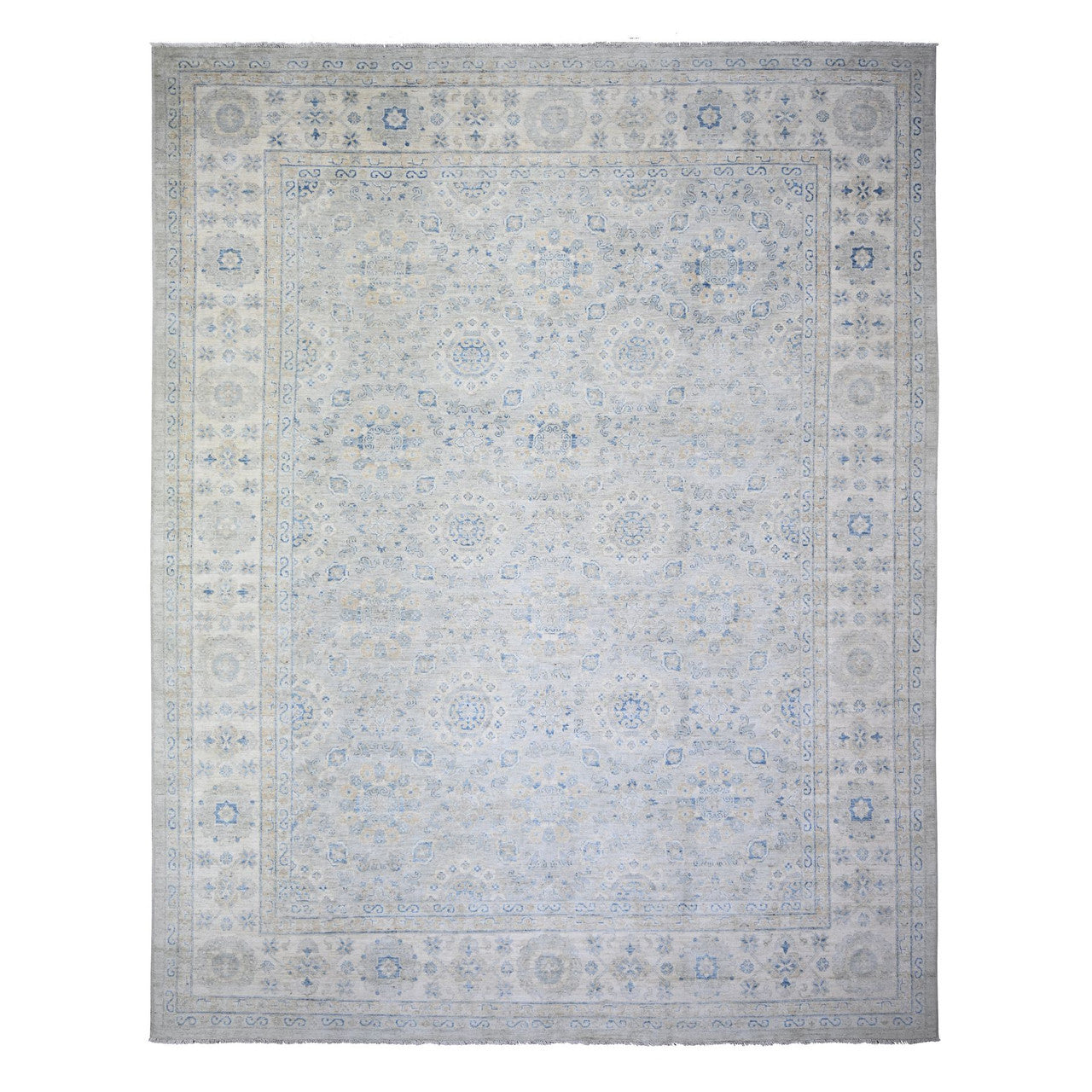 Ivory 11'9" x 14'8" Oushak And Peshawar Hand knotted Wool Rug - Sku: O074056