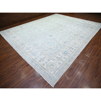 Oushak And Peshawar Wool Hand Knotted Rug Ivory Ivory 11.9X14.8 -O074056