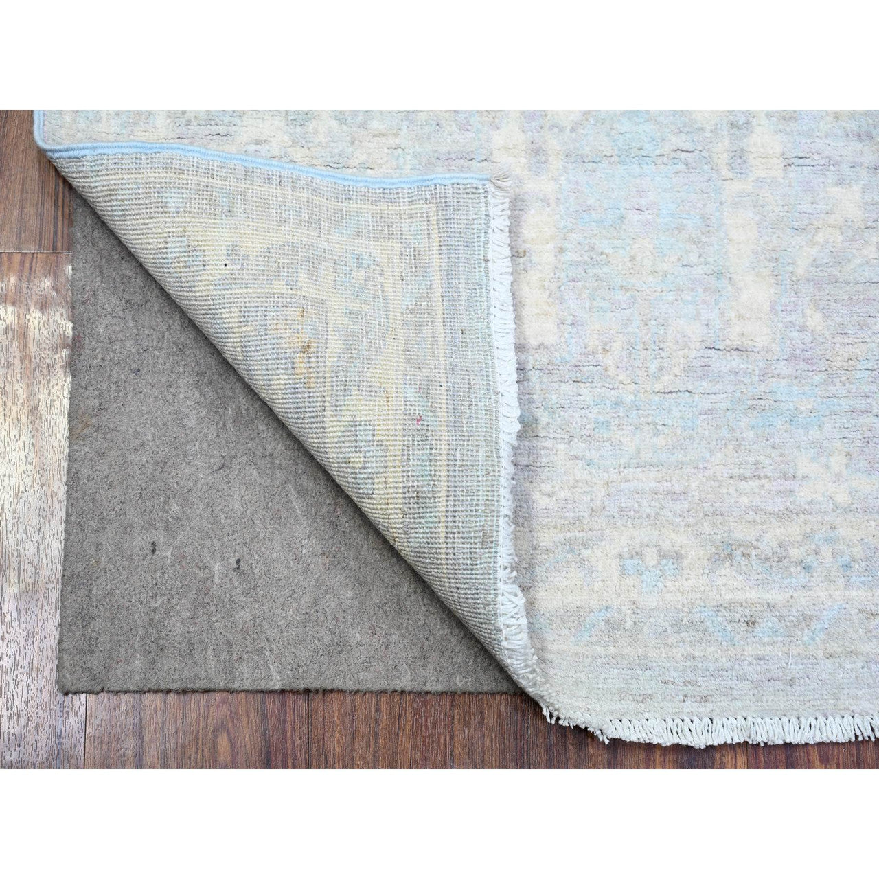 Oushak And Peshawar Wool Hand Knotted Rug Ivory No Border 2.10X5.0 -O074065