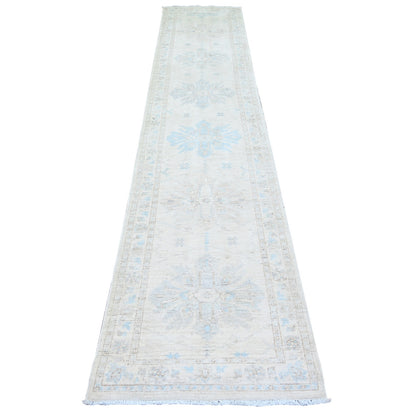 Oushak And Peshawar Wool Hand Knotted Rug Ivory Ivory 2.4X11.7 -O074069