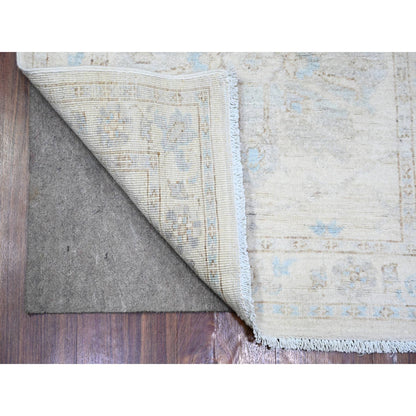 Oushak And Peshawar Wool Hand Knotted Rug Ivory Ivory 2.4X11.7 -O074069