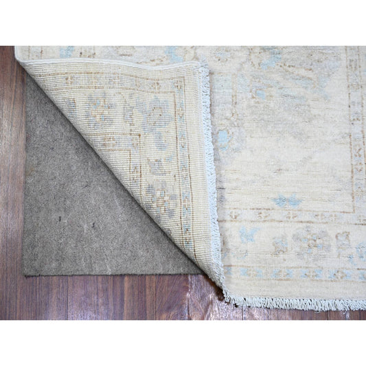 Oushak And Peshawar Wool Hand Knotted Rug Ivory Ivory 2.4X11.7 -O074069