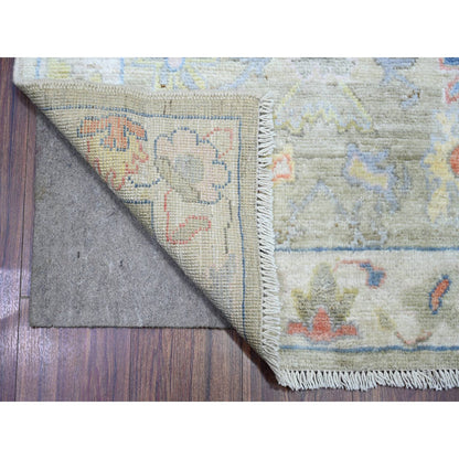 Oushak And Peshawar Wool Hand Knotted Rug Grey Light Gray 3.0X17.7 -O074099