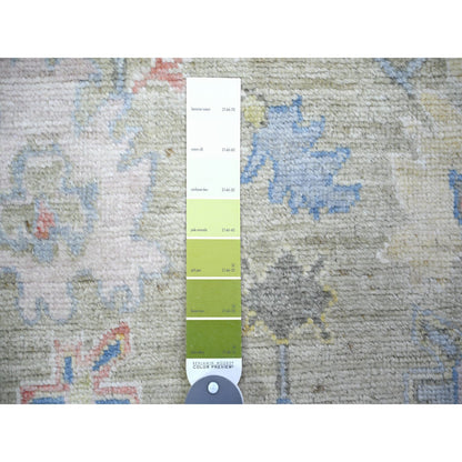 Oushak And Peshawar Wool Hand Knotted Rug Grey Light Gray 3.0X17.7 -O074099