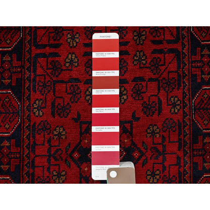 Tribal & Geometric Wool Hand Knotted Rug Red 1.9x4.9 -O0740