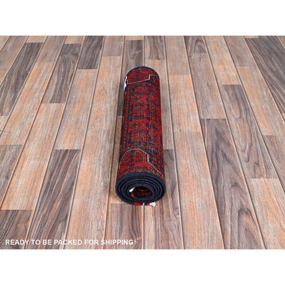 Tribal & Geometric Wool Hand Knotted Rug Red 1.9x4.9 -O0740