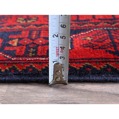Tribal & Geometric Wool Hand Knotted Rug Red 1.9x4.9 -O0740