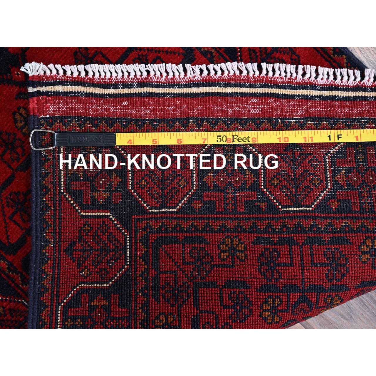 Red 1'9" x 4'9" Tribal & Geometric Hand knotted Wool Rug - Sku: O0740