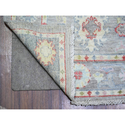 Oushak And Peshawar Wool Hand Knotted Rug Grey Gray 2.9X13.7 -O074107