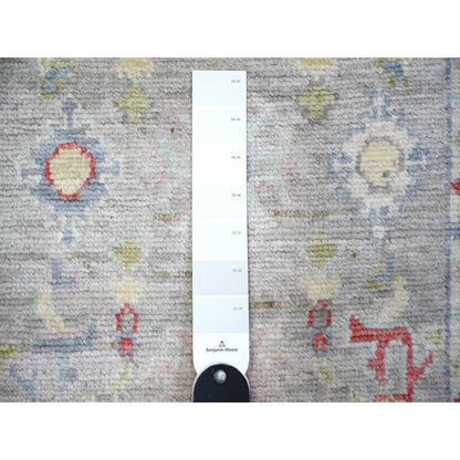 Oushak And Peshawar Wool Hand Knotted Rug Grey Gray 2.9X13.7 -O074107