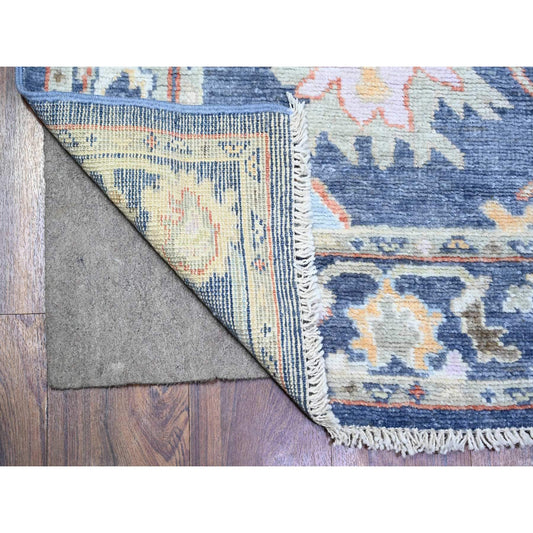 Oushak And Peshawar Wool Hand Knotted Rug Blue Blue 2.10X11.10 -O074108