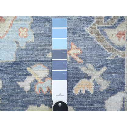 Oushak And Peshawar Wool Hand Knotted Rug Blue Blue 2.10X11.10 -O074108
