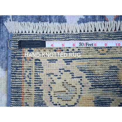 Oushak And Peshawar Wool Hand Knotted Rug Blue Blue 2.10X11.10 -O074108