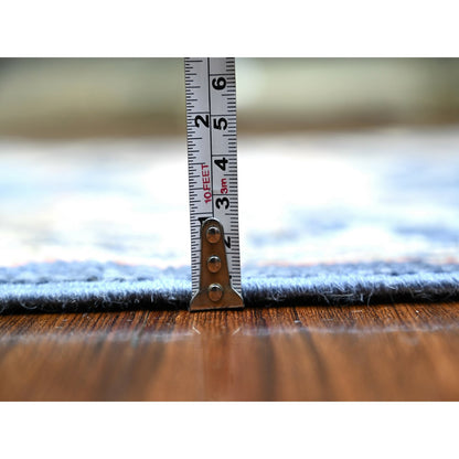 Oushak And Peshawar Wool Hand Knotted Rug Blue Blue 3.0X9.7 -O074123